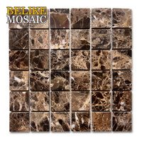 Mosaïque de marbre Premium Dark Emperador pour revêtement, aménagement intérieur, façade, décoration, mur d'accentuation pour devanture de magasin, salle de bain et cuisine