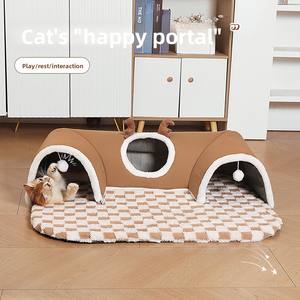 Cama para gatos cerrada multifuncional de lujo, escondite cálido para gatitos de 4 estaciones con sensación de seguridad de túnel, espacio privado para gatitos - Product Image 2