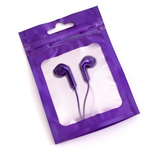 Reseal Pouch <strong>Bag</strong> Packaging Clear LDPE Plastic Flat Frosted Zip Lock <strong>Bags</strong> Holographic Aluminum Foil for Earphone Packaging - Product Image 4
