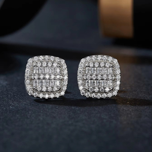 New Trendy Wholesale Square <strong>Earrings</strong> S925 Sterling Silver Luxury Moissanite GEM Women <strong>Fine</strong> <strong>Stud</strong> <strong>Earrings</strong> - Product Image 1