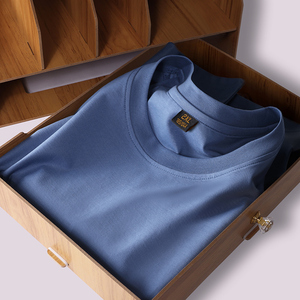 2025 mùa hè mùa thu của nam giới thường ngắn tay T-Shirt 100% cotton 300g lỏng chống nhăn chất lượng cổ T-Shirt - Product Image 5