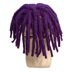 Pezzo pieno pizzo <span class=keywords><strong>uomo</strong></span> colorato viola capelli lunghi per <span class=keywords><strong>uomo</strong></span> nero dreadlocks Base di pizzo colore viola con 130% densità - Product Image 5