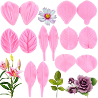 Gumpaste Fleur Silicone Veining Rose Veiné Fondant Gum Paste Moule Pivoine Plumeria Daisy Orchid Moules Sugar Craft Cake Clay Set