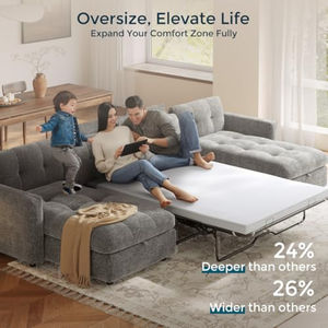 <span class=keywords><strong>Canapé</strong></span>-lit sectionnel surdimensionné avec lit escamotable et chaise longue de rangement – Confortables canapés modulaires en L pour appartement et dortoir - Product Image 6