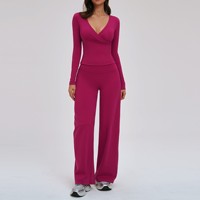 Nouvel ensemble de 7 pièces de vêtements de sport pour femmes : veste, soutien-gorge, pantalon large à taille haute, séchage rapide, idéal pour le fitness, la gym et le yoga