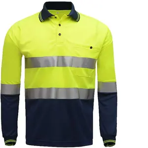 Yellow Construction Hi Vis Long Sleeve Safety Orange T Shirt Reflective