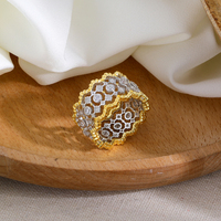 Bague en argent sterling 925 plaqué or 18 carats, motif dentelle ajourée, sertie de zircone cubique, bijoux haut de gamme sur mesure, vente en gros