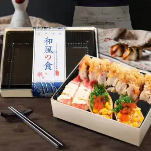 批发定制一次性寿司盒木制包装外卖容器食品便当饭盒寿司分隔器