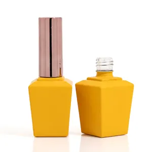 Unique Shape Glass Cosmetic Bottles Yellow Gel Polish Bottle Packaging 13Ml Bottles For Nail Polish