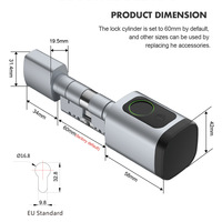 Serrure de porte intelligente Tuya TTLock Bluetooth, cylindre intelligent, étanche, empreinte digitale, carte IC, entrée sans clé pour appartement européen, bureau, maison