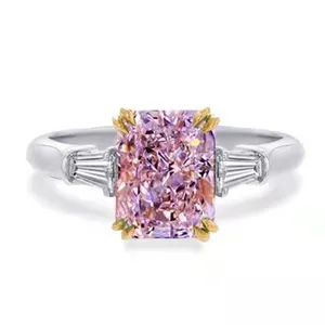 Sgarit珠宝制造商定制18k白金周年珠宝礼品2Ct粉色硅石珠宝钻石定制戒指
