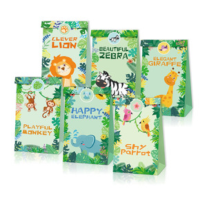 12 Pieces Animal Party Favor <strong>Bags</strong> Colorful Party Paper Gift <strong>Bags</strong> for Jungle Safari Theme Birthday Party Baby Shower Supplies - Product Image 1