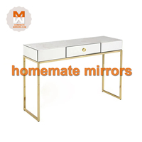 Table de console miroir de luxe moderne classique avec pied en acier inoxydable