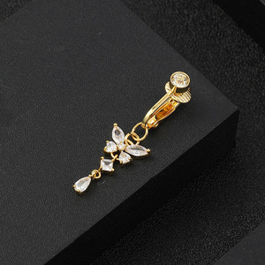 Poinçon gratuit aimant thérapie nombril bijoux cristal papillon ventre anneau nombril bouton barre balancent nombril anneau corps piercing bijoux - Product Image 2