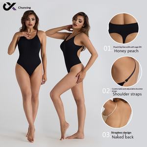 Однотонный бесшовный корректирующий комбинезон-боди из нейлона для женщин, моделирующий фигуру - Product Image 2