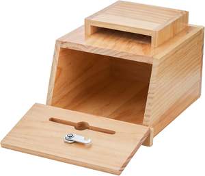 Boîte aux lettres à suggestions en bois de pin naturel de comptoir et murale avec couvercle à charnière verrouillable - Product Image 4