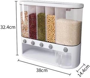 6-Grid <b>Plastic</b> Rice Dispenser and Food Storage Box Dry Grain Dispenser with Dried Fruit Storage Food Drum Organizer - Product Image 5