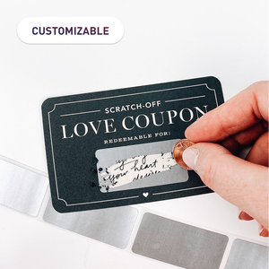 Ensemble de bons à gratter minimalistes noirs bricolage cartes-cadeaux vierges étiquettes hologrammes, événement d'entreprise, douche nuptiale, impression personnalisée - Product Image 1
