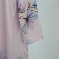 Vêtements islamiques élégants Sharut EID Ramadan pour femmes, robe musulmane à imprimé floral, robe ouverte EID Ramadan Abaya avec ensemble hijab