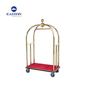 Carro de equipaje de acero inoxidable para <span class=keywords><strong>hotel</strong></span>, carrito de servicio dorado para <span class=keywords><strong>hotel</strong></span>, carro de bellboy. - Product Image 6