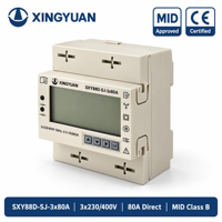 Meter Energi MID Tiga Fasa DIN Rail RS485 Modbus RTU 1000 Imp/kWh Impor/Ekspor Dua Arah untuk Area Umum Pusat Perbelanjaan