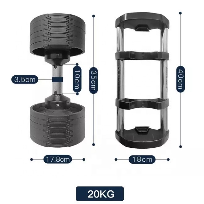 Регулируемая гантели резиновая Шестигранная гантели Регулируемая гантели 40 кг