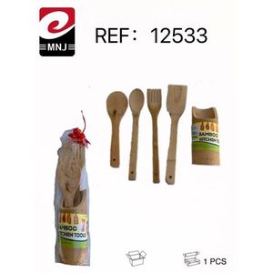 Bamboo Kitchen Tools 5 Piece Set With Storage Tube For Cooking - Product Image 3