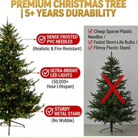 Hochwertiger 2,13m Stehender Künstlicher Weihnachtsbaum PE+PVC Gemischt Realistisch Vollbewässerter Baum für Feiertagsdekoration