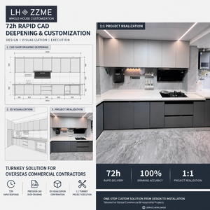 LHOZZME Custom L Shaped Modular <strong>Kitchen</strong> Cabinet Set ENF Eco Plywood Countertop Quartz Matte PET Door Panel <strong>Kitchen</strong> <strong>Cupboard</strong> - Product Image 4
