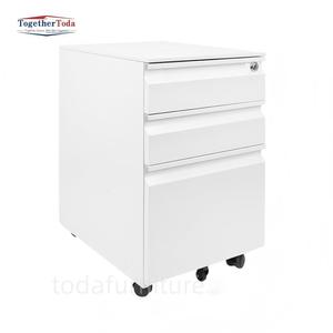 Meuble de rangement métallique mobile pour bureau, avec 3 tiroirs, pieds flexibles, noir - Product Image 1