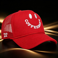 Nueva Gorra Trucker de Malla con Bordado de Letras Sonrientes, Gorra de Béisbol Casual Versátil de Alta Calidad con Protección Solar para Hombres y Mujeres, Logotipo Personalizado