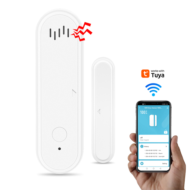Tuya Smart Home Product Devices WIFI Door Open /Closed Detector Voice Control WIFI Smart Door Magnet Sensor Alarm