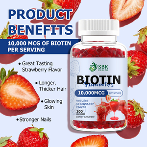 Private Label OEM Biotin Gummies Strawberry Flavor Dietary <b>Supplement</b> Improve Skin Hydration and Support Nervous System - Product Image 6