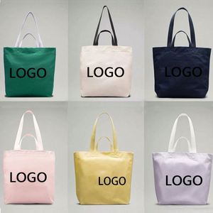 Sac fourre-tout en toile de coton personnalisé pour femme, nouveau style, motif lettres, taille moyenne, recyclable, avec poignée en corde, idéal pour le travail et les cours. - Product Image 3