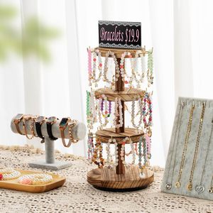 Présentoir rotatif en bois pour bijoux avec 36 crochets pratiques, taille personnalisable, conteneur de rangement pour boucles d'oreilles découpé au laser - Product Image 1
