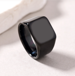 14mm 스테인리스 스틸 블랭크 플랫 빅 와이드 스퀘어 시그넷 링 남성용 개성있는 사각 밴드 반지 남성 파티 주얼리 - Product Image 3