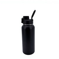 Bouteille d'eau isotherme en acier inoxydable sans BPA personnalisée OEM avec couvercle à paille rabattable et poignée de transport, anti-fuite, pour le sport et l'extérieur