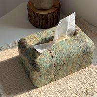 Boîte à mouchoirs et porte-serviettes créative en marbre et pierre vertes contemporaines, durable pour la maison et le bureau