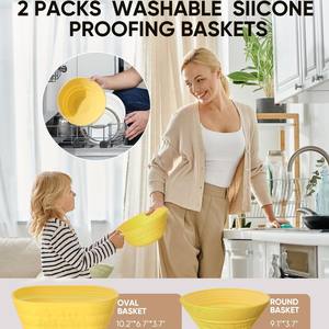 Kit <span class=keywords><strong>de</strong></span> démarrage pour levain, Fournitures pour la cuisson du pain au levain, Ensemble <span class=keywords><strong>de</strong></span> 2 paniers <span class=keywords><strong>de</strong></span> levage en silicone, Cadeaux pour kit <span class=keywords><strong>de</strong></span> démarrage du levain - Product Image 5