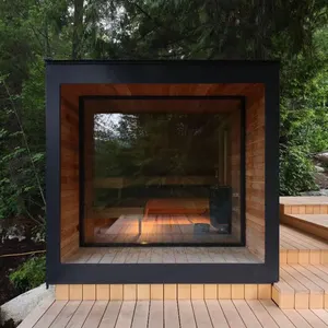 Sauna infravermelha moderna personalizada para 6-10 pessoas, casa de sauna ao ar livre para terapia de luz, grande