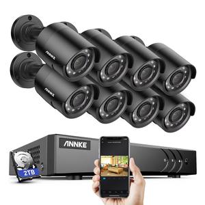 Kit di telecamere di sicurezza ANNKE 8 pezzi 2MP 1080P, <span class=keywords><strong>DVR</strong></span> a 8 canali, sistema di telecamere CCTV per la casa impermeabile IP66 con disco rigido da 2TB - Product Image 1
