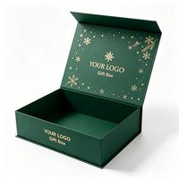 Boîte en carton de luxe recyclable personnalisable à thème de Noël magnétique pour bijoux, bonbons, vêtements, parfums, cadeaux, vente en gros