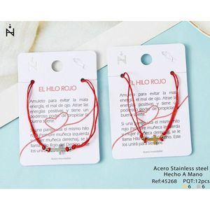 Bracciale a croce in acciaio inossidabile con cordoncino rosso, amuleto per buona fortuna e protezione - Product Image 3