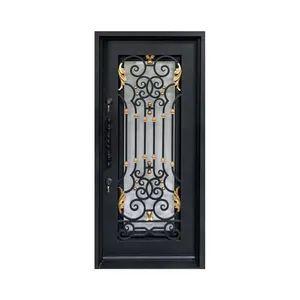High Quality Hot Sale Main Entrance Entry Other Iron Doors Front French Luxury Design Wrought Iron Doors