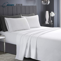 Draps de lit blancs de luxe pour hôtel, 100% coton, 300 fils, taille Queen, pour l'hôtellerie