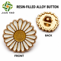 Kancing Bunga Resin Epoksi OEM ODM, Kancing Logam Sunflower Custom untuk Aksesoris Pakaian Fashion