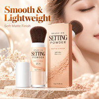 Poudre fixante SPF 50 8g, poudre visage mate anti-brillance avec pinceau intégré, légère, waterproof, longue tenue, 8g