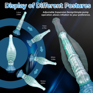 Dildo anal inflable de doble capa de 12'' con ventosa, entrenador anal de silicona, estimulador de punto G y próstata, juguetes sexuales. - Product Image 3