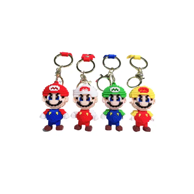 4 style Super Marios Lego key chain Marios Luigi Bowser key ring 3D key chain wholesale
