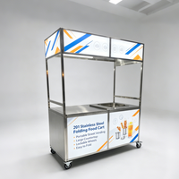 Chariot mobile en acier inoxydable de qualité alimentaire avec roues antichoc pour utilisation en camion de vente de crème glacée